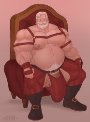 bulge flaccid gab_art harness hyper hyper_balls hyper_cock hyper_genitalia hyper_penis hyper_testicles male male_only muscles muscular muscular_arms muscular_male muscular_thighs santa_claus solo solo_male