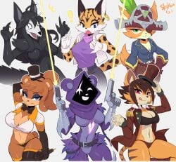 2023 2023s 2d 2d_(artwork) 6girls absurd_res anthro armor armpits bear bear_ears bear_girl bear_tail bedroom_eyes belt big_breasts blizzard_entertainment blue_eyes bodily_fluids bone bottomless bottomless_female bow_tie bra breasts brown_hair cally3d canid canine canis captain_eudora cleavage clothed clothing crop_top crossover curvaceous curvy digital_media_(artwork) ear_piercing ear_ring epic_games eye_patch eyewear felid feline felis female female_focus female_only five_nights_at_freddy's fortnite fortnite:_battle_royale fox fox_ears fox_female fox_girl fox_tail freddy_(fnaf) fredina's_nightclub fredina_(cally3d) frenni_fazclaire full_color fur furry green_eyes hair handgun hearthstone hi_res in_heat_(game) large_breasts legwear lynx lynx_ears lynx_female lynx_girl mal0 mammal miyu_lynx nintendo pantherine panties pink_eyes purple_body purple_fur raven_team_leader raven_team_leader_(fortnite) red_eyes robot robot_girl rule_63 sammy_(in_heat) scottgames scp-1471 scp-1471-a scp_foundation skykain smile star_fox star_fox_2 tail tears thick_thighs thighs tiger tiger_ears tiger_girl tiger_tail topwear underwear ursid ursine vulpera vulpera_female warcraft white_eyes wide_hips wolf wolf_ears wolf_female wolf_girl