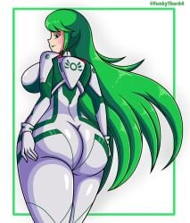 1girls ass female female_only funkythor64 green_hair kid_icarus long_green_hair long_hair neon_genesis_evangelion nintendo palutena plugsuit sideboob solo tagme