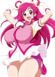 1girls alternate_breast_size big_breasts breasts busty clothing cure_dream curvaceous curvy curvy_body curvy_female curvy_figure female huge_breasts jabara_tornado large_breasts nozomi_yumehara pink_eyes pink_hair precure pretty_cure thick_thighs thighs voluptuous white_background yes!_precure_5 yumehara_nozomi