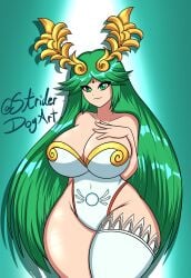 1girls breasts female female_only green_eyes green_hair kid_icarus nintendo palutena solo striderdogart