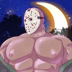 1boy 2023 bara bara_tits barazoku biceps chicorobot clothing friday_the_13th gay himbocatto hockey_mask jason_voorhees looking_at_viewer male male_focus male_nipples male_only manly mask masked masked_male muscular_male nipples pecs solo solo_male yaoi