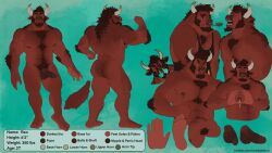 2021 5_toes anthro ass balls barbell_piercing biceps bodily_fluids bovid bovine canid canine canis cattle chest_tuft color_swatch erebonbon facial_hair facial_piercing feet flexing_bicep front_view fur genitals goatee hair heart heart_gesture hi_res horn hybrid lactating male male_lactation mammal model_sheet muscular muscular_anthro muscular_male nipple_barbell nipple_piercing nipples nose_piercing nose_ring nude open_mouth pecs penis piercing pubes rao_(beefybrorao) rear_view red_body red_fur red_hair ring_piercing septum_piercing septum_ring sideburns solo standing steam_from_nostrils toes tuft wolf yawn