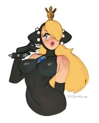 aged_up black_dress blonde_hair blue_eyes crown itsjustnormie mario_(series) mario_tennis wapeach