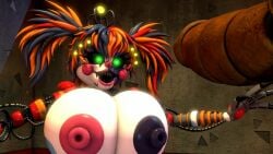 3d animated big_breasts bottomwear breast_expansion breasts_bigger_than_head cosmic_trance five_nights_at_freddy's freddy_(fnaf) huge_breasts hyper_breasts no_sound robot robot_girl scrap_baby scrap_baby_(cosmic_trance) scrap_baby_(fnaf) tagme topless video