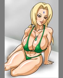 abs big_breasts bikini blonde_hair milf naruto naruto_(series) necklace superspacewarrior thick_thighs tsunade twintails