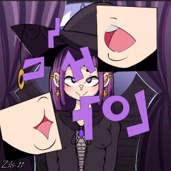 crowbar_(artist) cxb purple_eyes purple_hair witch witch_hat zils11