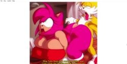 1boy ahe_gao ahegao amy_rose angelauxes animated anthro ass breasts cheating_boyfriend doggy_style english english_text extremely_large_filesize female fox_(anthro) from_behind furry hedgehog_(anthro) huge_breasts impregnation indoors large_ass large_filesize long_video longer_than_3_minutes looking_pleasured male mp4 music nakadashi ntr screen_capture sega semen size_difference sonic_(series) sonic_the_hedgehog_(series) sound tagme tails tails_the_fox taken_from_behind text tongue tongue_out video voluptuous