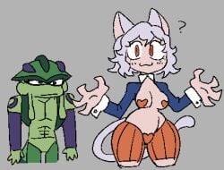 anthro breasts caliginous cat_ears catgirl hunter_x_hunter meruem neferpitou nude pasties tagme