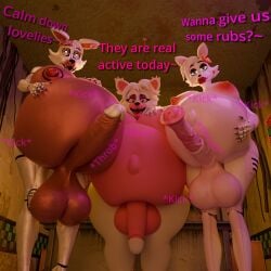 3d_(artwork) animal_genitalia animal_penis animatronic anonymousfm anthro balls belly big_belly big_breasts blender_cycles breasts canid canine digital_media_(artwork) english_text equine_genitalia equine_penis erection five_nights_at_freddy's five_nights_at_freddy's_2 fox futa_only futanari genitals group hair herm hi_res humanoid_genitalia humanoid_penis intersex looking_at_viewer machine mammal mangle_(fnaf) mangle_(psychojohn2) mayternity nipples nude open_mouth penis pregnant pregnant_anthro pregnant_futa pregnant_intersex robot scott_cawthon scottgames text thick_thighs tongue trio white_body yellow_eyes