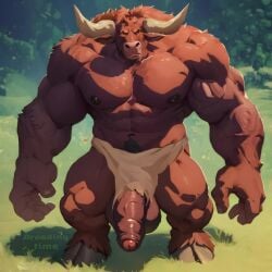 ai_generated animated anthro bara biceps bovid bovine flaccid foreskin hdregrets hooves horns imminent_rape large_balls large_penis loincloth male male_anthro minotaur muscular muscular_anthro muscular_male partially_retracted_foreskin penis penis_out pubic_hair solo tagme uncut video