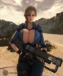 1girls 3d 3d_(artwork) alternate_breast_size alternate_hairstyle bethesda_softworks blonde_hair bodysuit breasts_bigger_than_head breasts_bigger_than_torso brown_eyes bulletstorm cleavage clothed clothed_female clothing computer electronics epic_games fallout female female_only female_solo fingerless_gloves gigantic_breasts gloves gun holding_gun holding_object holding_weapon hourglass_figure huge_breasts human human_female human_only open_bodysuit open_clothes pale_skin people_can_fly pip-boy ponytail slim_waist solo solo_female thick_thighs thighs trishka_novak vaako vault_suit watermark weapon wide_hips wristwear