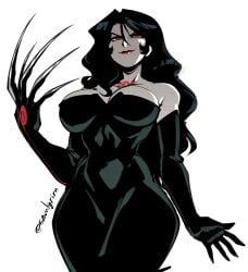 1girls artist_signature bare_shoulders big_breasts black_hair busty clawed_fingers claws cleavage curvy fullmetal_alchemist fullmetal_alchemist_brotherhood gloves hips homunculus lust_(fullmetal_alchemist) marking pale-skinned_female pale_skin red_eyes red_lipstick sem-l-grim semlgrim small_waist tight_clothing white_skin