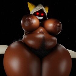 absurd_res adri164 animal_humanoid arc_system_works areola big_breasts blazblue breasts cat_humanoid curvy_female curvy_figure dark_areola dark_body dark_skin felid felid_humanoid feline feline_humanoid female hairy hairy_pussy hi_res huge_breasts humanoid kaka_(blazblue) looking_at_viewer mammal mammal_humanoid navel overweight overweight_female pubes pubic_hair red_eyes sharp_teeth smile solo taokaka teeth thick_thighs wide_hips