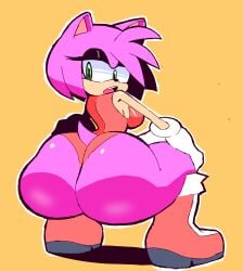 1girls 2024 amy_rose ass boots breasts clothed clothing eks-out female female_only furry furry_only gloves green_eyes hedgehog huge_ass pink_fur sega solo_female sonic_(series) sonic_the_hedgehog_(series) squatting