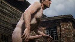 1boy 3d 3d_(artwork) 3d_model arthur_morgan brown_hairerect erect_penis erection hairy_male male male_focus male_nudity male_only male_solo muscular naked naked_male nonsexual nude nude_male outdoor_nudity outdoors red_dead_redemption_(series) red_dead_redemption_2 rockstar_games solo solo_focus solo_male