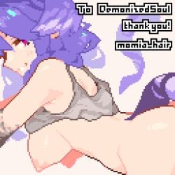 animated animated ass breasts commission dragon_girl dragon_tail female head_wings implied_sex large_breasts long_hair momiahair nijisanji nijisanji_en nipples pixel_art purple_eyes purple_hair selen_tatsuki skeb_commission smile tail virtual_youtuber wings