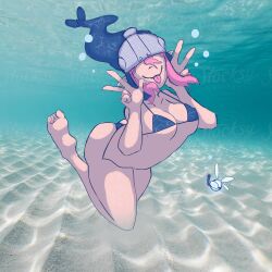 1girls ass bikini blep breasts female sian_nyan swimming tagme underwater