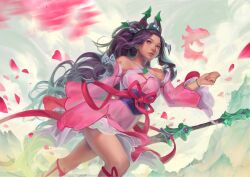 1girls female janna_windforce kassian.art league_of_legends long_hair pink_dress sacred_sword_janna