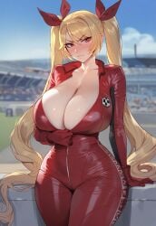 1girls ai_generated artstyle_imitation azur_lane blonde_hair bodysuit breasts female female_only floox hi_res high_resolution hips huge_breasts light-skinned_female light_skin long_hair nelson_(azur_lane) red_eyes stable_diffusion thiccwithaq_(ai_style) thick_thighs thighs twintails wide_hips