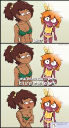 2girls abs aged_up amphibia amphibia_(finale) amphibian anne_boonchuy beach bikini breasts comic polly_plantar tagme