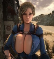 1girls 3d 3d_(artwork) alternate_breast_size alternate_hairstyle bethesda_softworks blonde_hair bodysuit breasts_bigger_than_head breasts_bigger_than_torso brown_eyes bulletstorm cleavage clothed clothed_female epic_games fallout female female_only female_solo fingerless_gloves gigantic_breasts gloves gun holding_gun holding_object holding_weapon hourglass_figure huge_breasts human human_female human_only open_bodysuit open_clothes people_can_fly ponytail slim_waist solo solo_female thick_thighs thighs trishka_novak vaako vault_suit watermark weapon wide_hips