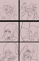 1boy 1girls black_and_white blowjob comic cum cum_in_mouth cum_inside cum_on_face female femdom jaune_arc male ndahbear notsuro pyrrha_nikos rwby