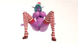 1girls 3d anus big_breasts blizzard_entertainment christmas green_hair high_heels marvyy night_elf pubic_hair purple_skin pussy santa_hat solo spread_legs stockings tyrande_whisperwind warcraft winter_veil world_of_warcraft