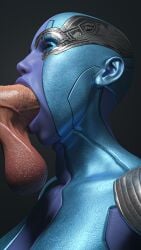 1boy 1girls big_dick blowjob close-up deepthroat guardians_of_the_galaxy marvel marvel_cinematic_universe marvel_comics nebula_(marvel) straight tagme tncstudio