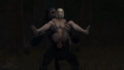 1monster anal animated blender_(software) blonde_hair ela_(rainbow_six) female forest furry holding_legs knot night nude_female sound tagme twistedraven video werewolf
