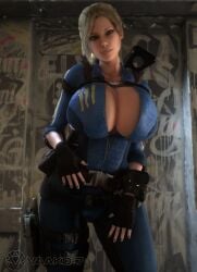 1girls 3d 3d_(artwork) alternate_breast_size alternate_hairstyle bethesda_softworks blonde_hair bodysuit breasts_bigger_than_head breasts_bigger_than_torso brown_eyes bulletstorm cleavage clothed clothed_female computer electronics epic_games fallout female female_only female_solo fingerless_gloves gigantic_breasts gloves gun holster holstered_pistol holstered_weapon hourglass_figure huge_breasts human human_female human_only looking_at_viewer open_bodysuit open_clothes people_can_fly pip-boy ponytail slim_waist solo solo_female thick_thighs thighs trishka_novak vaako vault_suit watermark weapon wide_hips wristwear