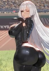 1girls ai_generated artstyle_imitation ass azur_lane blue_eyes bodysuit breasts dat_ass female female_only floox hi_res high_resolution hips huge_ass huge_breasts light-skinned_female light_skin long_hair shoukaku_(azur_lane) stable_diffusion thiccwithaq_(ai_style) thick_thighs thighs white_hair wide_hips