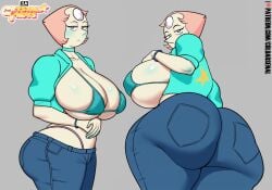 1girls ass big_ass big_breasts blush blushing breasts choker coldarsenal crystal_thots fat_ass female female_only gem gem_(species) huge_ass huge_breasts jeans large_ass large_breasts looking_at_viewer looking_back navel pearl_(steven_universe) sideboob solo solo_female solo_focus steven_universe thick_ass thick_thighs thighs thong underboob white_body white_skin wide_hips