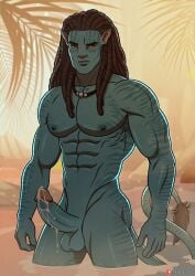 1boy abs alien avatar avatar:_the_way_of_water bara barazoku biceps big_ass big_balls big_butt big_penis black_hair blue_body blue_skin cum cum_drip cumshot dreadlocks dreads excessive_cum gay jake_sully kappax male male_only markings muscular muscular_arms muscular_ass muscular_legs muscular_male muscular_thighs na'vi necklace nipples orange_eyes pecs pointy_ears solo solo_focus solo_male tail tail_tuft thick_penis veiny_penis yellow_eyes