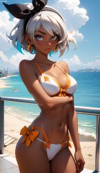 1girls 2d ai_generated artist_name ass athletic athletic_female bare_midriff bea_(pokemon) bikini bikini_bottom bikini_top blue_eyes blush breasts curvy curvy_figure dark-skinned_female dark_skin detailed eyelashes eyeshadow female female_only fit fit_female grey_eyes gym_leader hair_ornament hairband high_quality human human_only light-skinned_female light_skin lips lipstick looking_at_viewer mascara medium_breasts nai_diffusion nero100 nintendo outdoors outside pale-skinned_female pale_skin petite pokemon pokemon_(game) pokemon_ss posing seductive seductive_eyes seductive_look seductive_pose short_hair silver_hair small_breasts solo stable_diffusion tagme teenage teenage_girl thick_ass thick_thighs thin thin_arms thin_female thin_waist twintails uncensored white_hair young