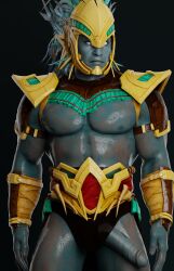 1boy 3d abs accidental_exposure bara black_underwear cock_slip headdress kotal_kahn male male_focus male_only mortal_kombat mortal_kombat_11 muscles muscular muscular_male netherrealm_studios osh-tekk sagegr serious serious_look solo solo_male stern_expression wardrobe_malfunction