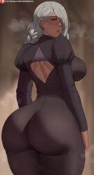 1girls ass breasts clothed dat_ass dress female huge_ass huge_breasts jujutsu_kaisen light-skinned_female light_skin long_hair mei_mei_(jujutsu_kaisen) oroborusart red_eyes savagexthicc white_hair