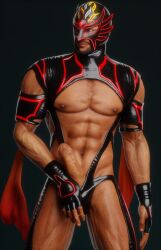 3d 3d_(artwork) 3d_model big_penis blc brown_eyes el_blaze latino latino_male luchador luchador_mask male male_focus male_only sagegr sega skimpy skimpy_outfit solo_male tan_skin tan_skinned_male virtua_fighter wrestler