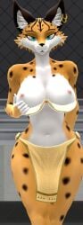 1girls 3d 3d_(artwork) bra bra_down breasts caracal caracal_girl cosplay female female_only fur furry furry_breasts furry_female furry_only krystal_(cosplay) loincloth lynx miyu_lynx nintendo nipples sfm showing_breasts source_filmmaker star_fox