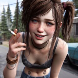 3d ai_generated cigarette ellie_(the_last_of_us) ellie_williams female naughty_dog smoking the_last_of_us