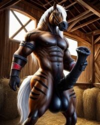 ai_generated anthro anthrofied equid equine equine_genitalia equine_humanoid equine_penis horse horse_penis horseballs horsecock huge_balls huge_cock huge_cock muscular muscular_anthro muscular_male striped striped_body striped_fur stripes