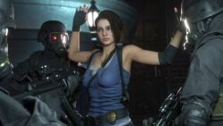 1girls 3boys 3d at_gunpoint blender gun hands_up jill_valentine koyz3d resident_evil resident_evil_3 tagme