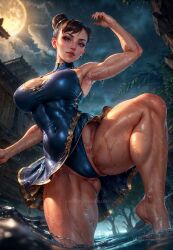 1girls ai_generated big_breasts capcom chun-li darkblazeai huge_breasts large_breasts nipple_bulge seductive_look stable_diffusion street_fighter thick_thighs voluptuous voluptuous_female