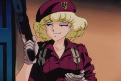 1990s_(style) 1girls 90s against_wall animated animated_gif beret big_breasts blonde blonde_female blonde_hair blonde_hair_female breast_lift breasts brown_gloves collarbone curly_hair desert_rose door edited eye_shadow eyebrows_visible_through_hair eyeshadow female female_focus female_only female_solo firearm fondling fondling_breast fondling_own_breast fondling_self freckles gif gloves green_eyes green_eyes_female gun harness hd hd_(traditional) high_collar holding holding_gun holding_rifle holding_weapon indoors irene_sanders large_breasts lifting looking_to_the_side loop looping_animation military military_clothing military_hat military_uniform pink_eye_shadow pink_eyeshadow resized retro retro_artstyle rifle seductive_look seductive_smile self_fondle short_hair smile smiling smirk soldier soldier_uniform solo solo_female standing staring teasing uniform upper_body upscaled wall weapon