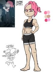 1boy 1girls carrying carrying_another carrying_over_shoulder deuz_(fnafhs) fhs fhsz3r0 fnafhs fnafhs_z3ro fnafhsrule34 gym gym_bottomwear gym_clothes gym_clothing gym_shirt gym_shorts gym_uniform maggie_(fnafhs) muscular muscular_female pijama pink_eyes pink_hair punk punk_girl short_hair sleepwear standing tagme z3star