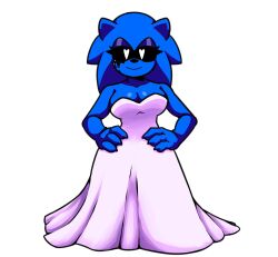 blue_body cleavage fanon friday_night_funkin friday_night_funkin_mod hands_on_hips heart-shaped_pupils hedgehog large_breasts sonic_(series) tagme wedding_dress