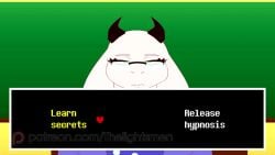 2d animated anthro color deltarune furry goat_horns hypnosis mp4 music necklace no_sex sound tagme text thelightsmen toriel undertale undertale_(series) unknown_character video white_fur