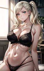 1girls ai_generated ann_takamaki atlus big_breasts blonde_hair blue_eyes bra breasts female female_only huge_breasts large_breasts light-skinned_female light_skin lingerie megami_tensei nai_diffusion panties persona persona_5 skyy_sama solo_female stable_diffusion twintails