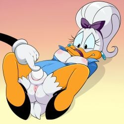 1:1 2023 ambiguous_gender anatid anseriform anthro anus avian bird bondage bound breasts daisy_duck disney disney_channel duck duo egg exposed_breasts female female/ambiguous genitals hi_res house_of_mouse inverted_nipples lonbluewolf nipples pussy reola