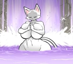 1girls anthro anthro_only breasts completely_nude completely_nude_female feline female female_only hayakain huge_breasts humanoid kitty_(hayakain) meditating meditation naked naked_female nude nude_female original original_character peaceful solo solo_female tail waterfall